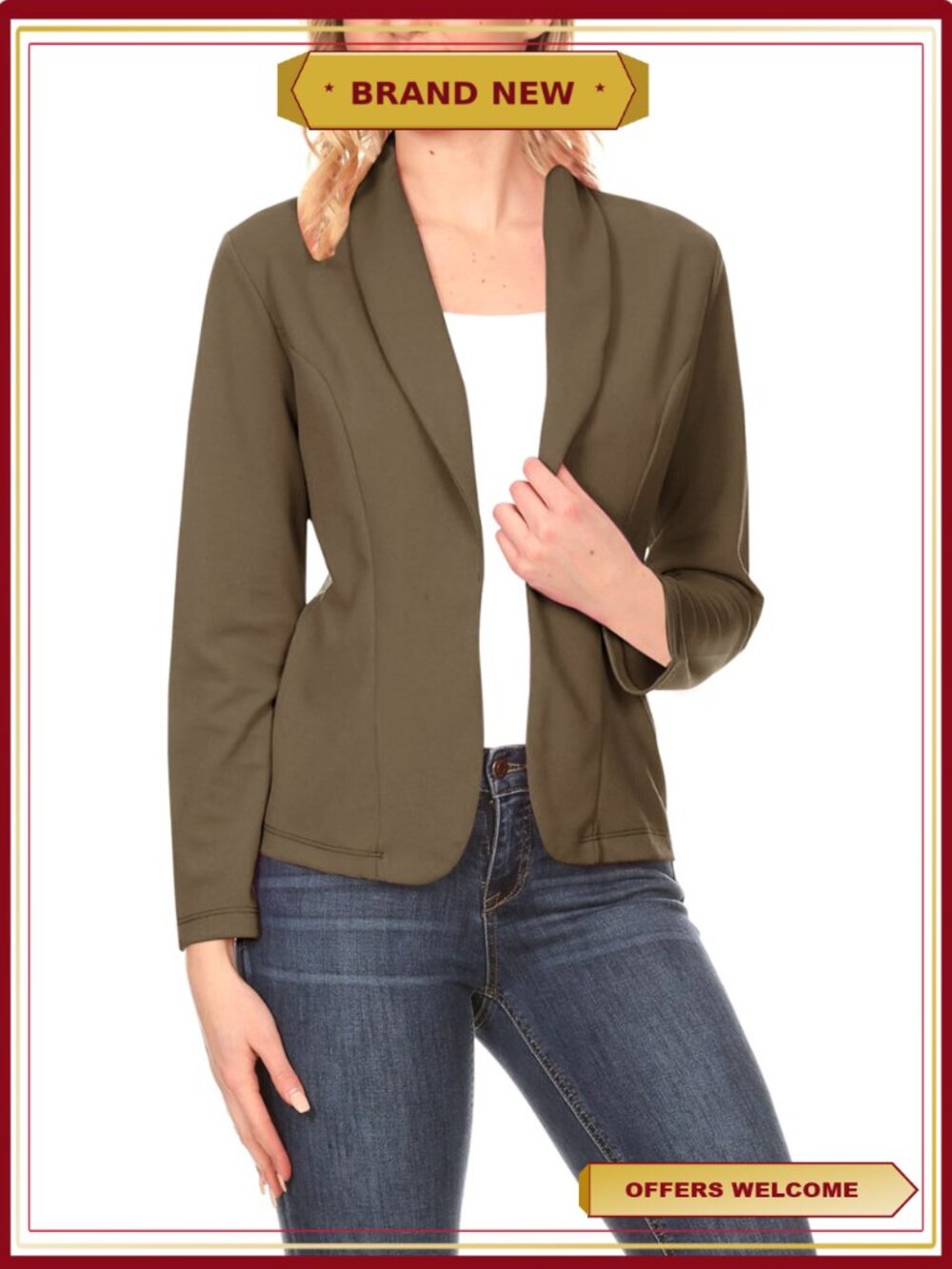 Women's Long Sleeve Solid Blazer Jacket Office Workwear
